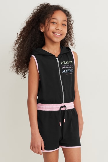 Kinderen - Jumpsuit met capuchon - zwart