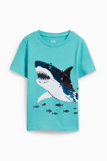 Kinder Jungen - Kurzarmshirt - türkis