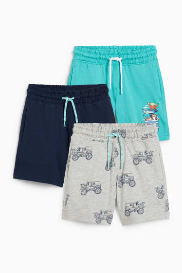 Niños: niños - Pack de 3 - bermudas deportivas - azul oscuro