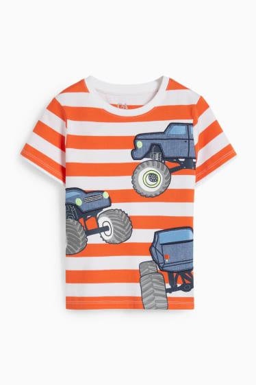 Kinder Jungen - Kurzarmshirt - gestreift - orange