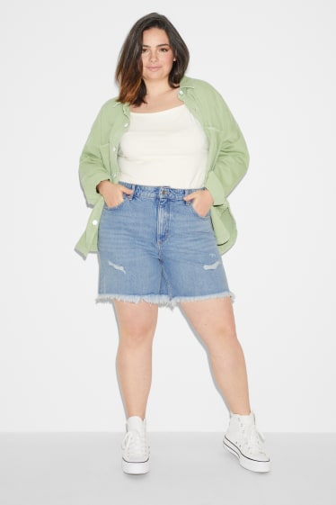 Dona - Texans curts - high waist - texà blau clar