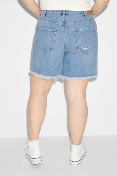Dames - CLOCKHOUSE - korte spijkerbroek - high waist - jeanslichtblauw