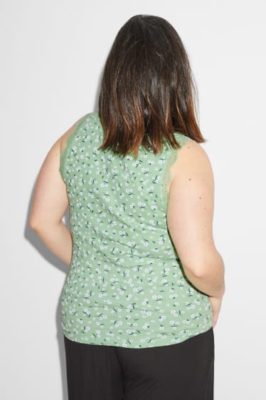 Femmes - Top - à fleurs - vert clair