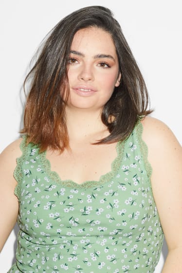 Femmes - Top - à fleurs - vert clair