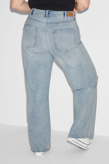 Women - CLOCKHOUSE - wide leg jeans - high waist - denim-light blue