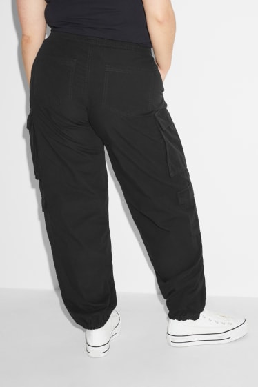 Teens & young adults - CLOCKHOUSE - cargo trousers - mid-rise waist - relaxed fit - black