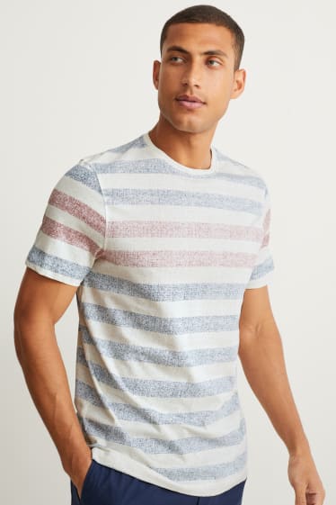 Herren - T-Shirt - gestreift - hellbeige