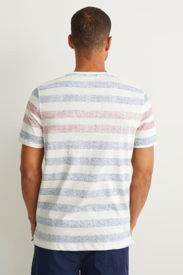 Herren - T-Shirt - gestreift - hellbeige