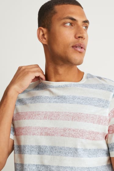 Herren - T-Shirt - gestreift - hellbeige