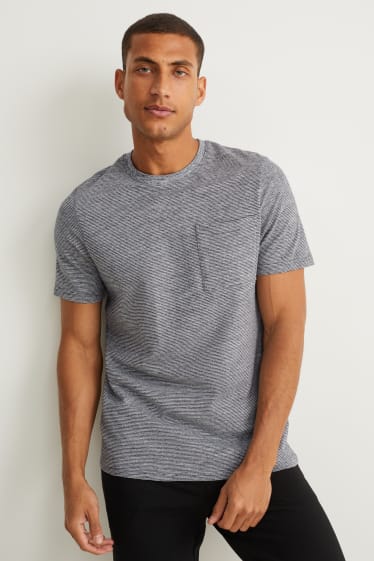 Hommes - T-shirt - à rayures - noir / gris