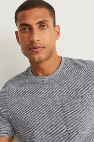 Hommes - T-shirt - à rayures - noir / gris