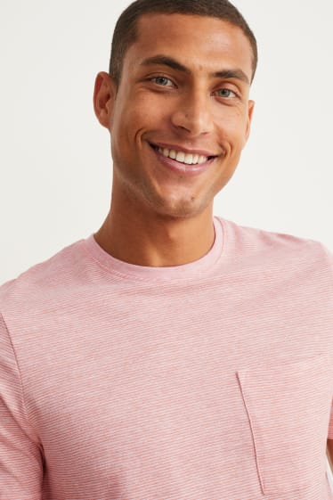 Herren - T-Shirt - gestreift - pink