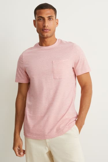 Herren - T-Shirt - gestreift - pink