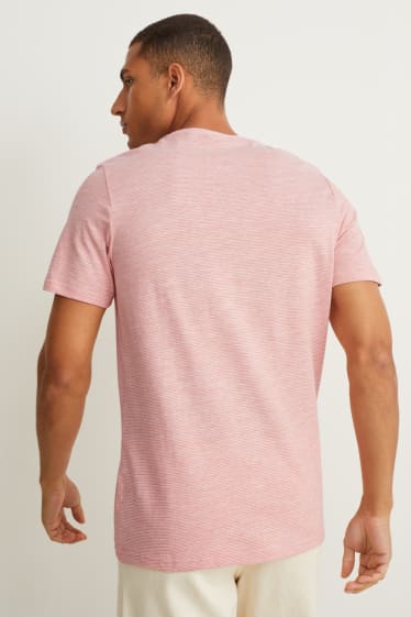 Herren - T-Shirt - gestreift - pink