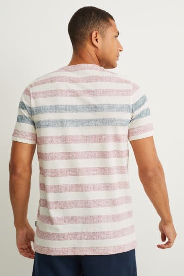 Hommes - T-shirt - à rayures - beige clair