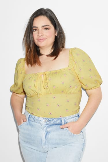 Femei - CLOCKHOUSE - tricou - cu flori - galben