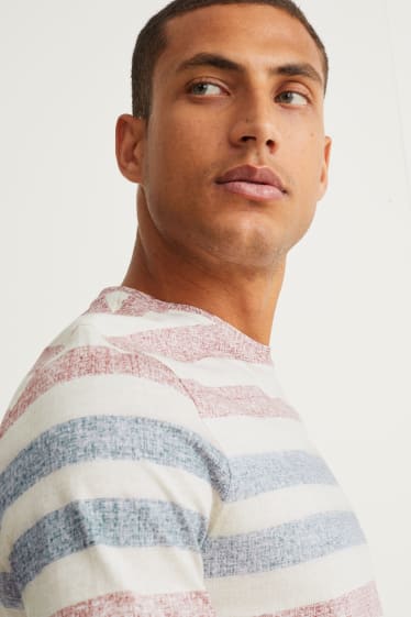 Hommes - T-shirt - à rayures - beige clair