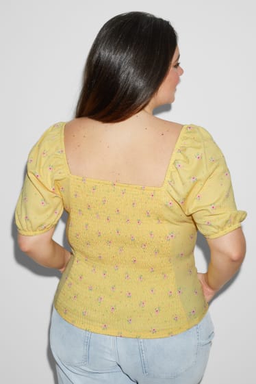 Dámské - CLOCKHOUSE - tričko - s květinovým vzorem - žlutá