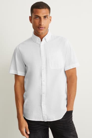 Herren - Hemd - Regular Fit - Button-down - weiss