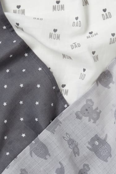 Unisexe - Lot de 3 - langes en gaze de coton pour bébé - gris