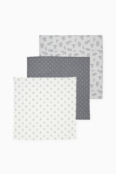 Unisexe - Lot de 3 - langes en gaze de coton pour bébé - gris
