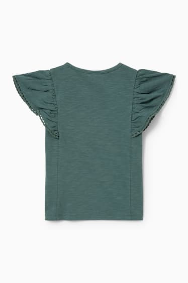 Kinder - Kurzarmshirt - Glanz-Effekt - dunkelgrün