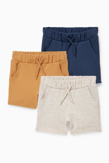 Babys - Set van 3 - baby-sweatshorts - lichtbruin