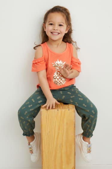 Kinder Mädchen - Set - Kurzarmshirt und Scrunchie - 2 teilig - orange