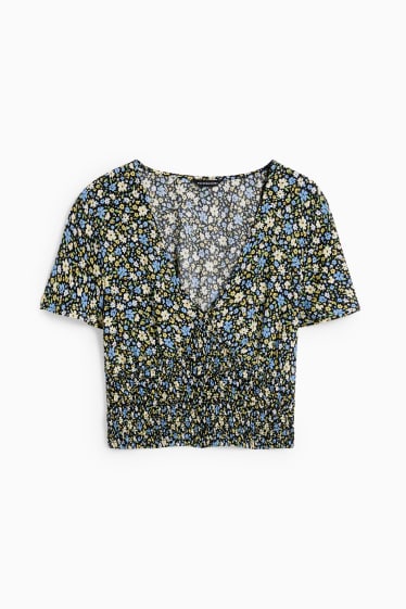 Damen - CLOCKHOUSE - Crop Bluse - geblümt - schwarz