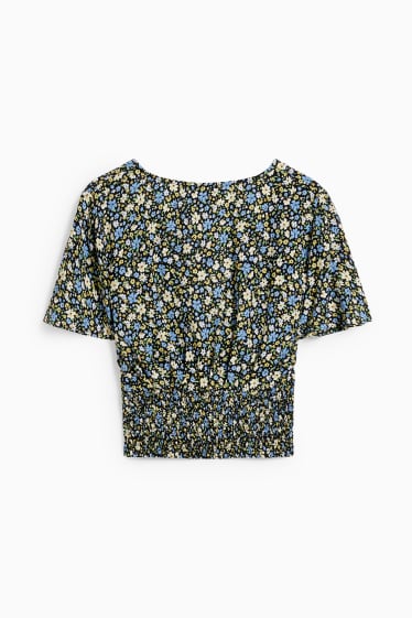Damen - CLOCKHOUSE - Crop Bluse - geblümt - schwarz