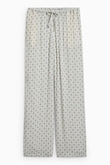 Women - CLOCKHOUSE - cloth trousers - mid-rise waist - wide leg - cremewhite