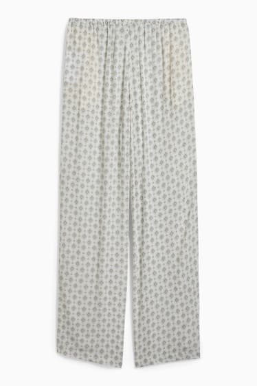 Women - CLOCKHOUSE - cloth trousers - mid-rise waist - wide leg - cremewhite