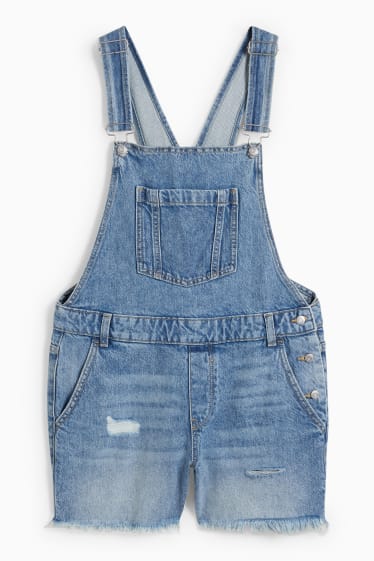 Damen - CLOCKHOUSE - Jeans-Latzshorts - helljeansblau