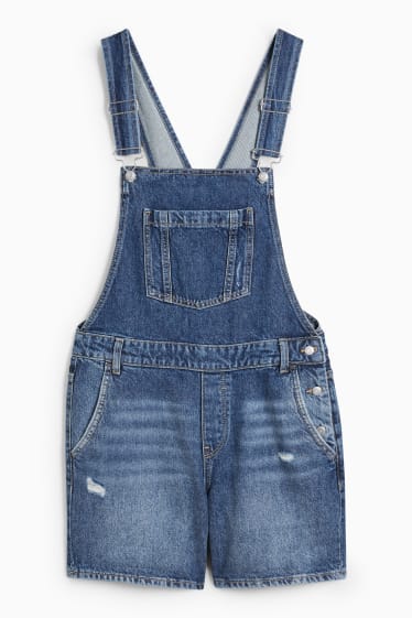 Women - CLOCKHOUSE - denim dungaree shorts - blue denim