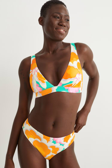 Dames - Bikinibroekje - mid waist - LYCRA® XTRA LIFE™ - gebloemd - oranje
