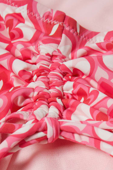 Dámské - Spodní díl bikin - high waist - LYCRA® XTRA LIFE™ - s květinovým vzorem - růžová
