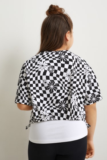 Niños - Talla grande - set - camiseta de manga corta y top - 2 piezas - negro / blanco
