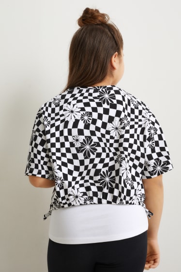 Kinder Mädchen - Extended Sizes - Set - Kurzarmshirt und Top - 2 teilig - schwarz / weiß
