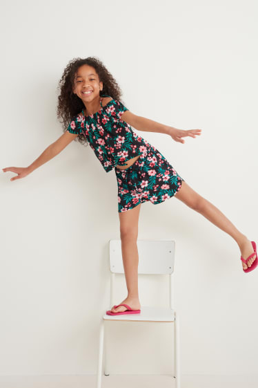 Kinderen: meisjes - Set van 2 - shorts - zwart
