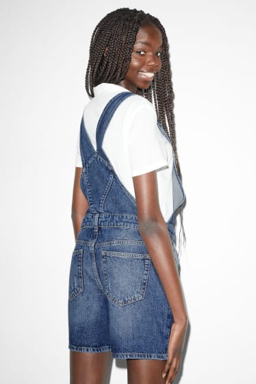 Women - CLOCKHOUSE - denim dungaree shorts - blue denim