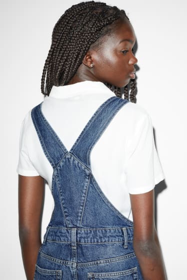 Women - CLOCKHOUSE - denim dungaree shorts - blue denim