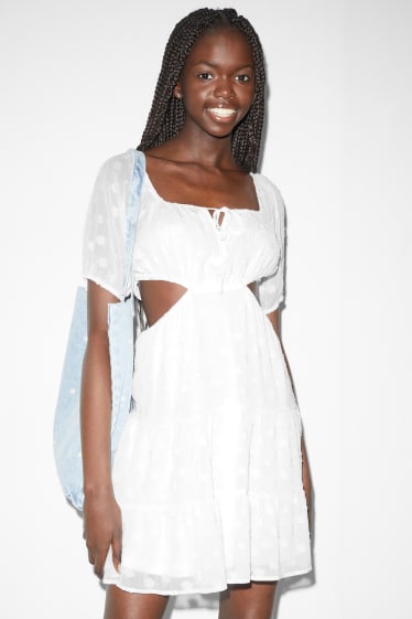 Damen - CLOCKHOUSE - Fit & Flare Kleid - weiss