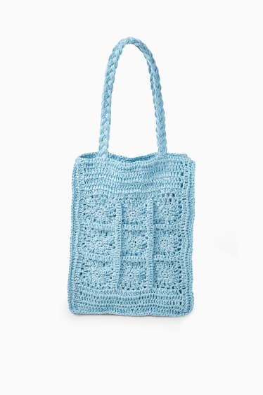 Mujer - CLOCKHOUSE - Bolso de paja - azul claro