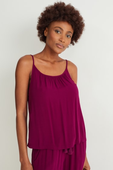 Damen - Pyjama-Top - bordeaux