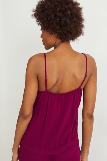 Damen - Pyjama-Top - bordeaux