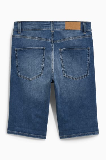 Women - Denim Bermuda shorts - mid-rise waist - jog denim - LYCRA® - blue denim