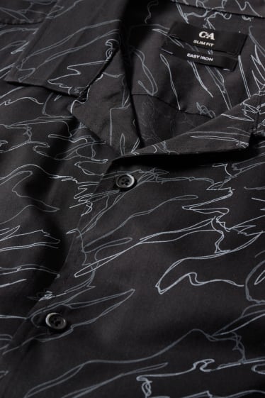 Heren - Overhemd - slim fit - reverskraag - gemakkelijk te strijken - zwart