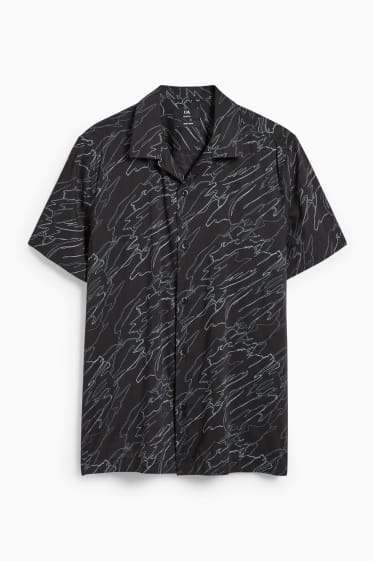 Pánské - Košile - slim fit - klopový límec - snadné žehlení - černá