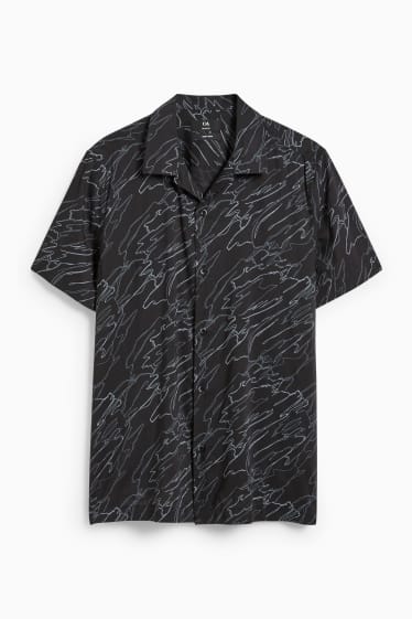 Heren - Overhemd - slim fit - reverskraag - gemakkelijk te strijken - zwart