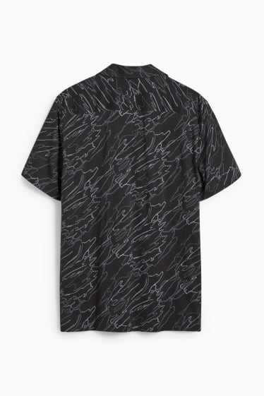 Heren - Overhemd - slim fit - reverskraag - gemakkelijk te strijken - zwart